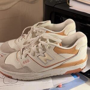New Balance 550 Cream and Tan Sneakers